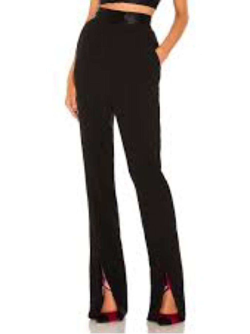 Lovers + Friends Black High-Waist Flare Pants with Front Slits
